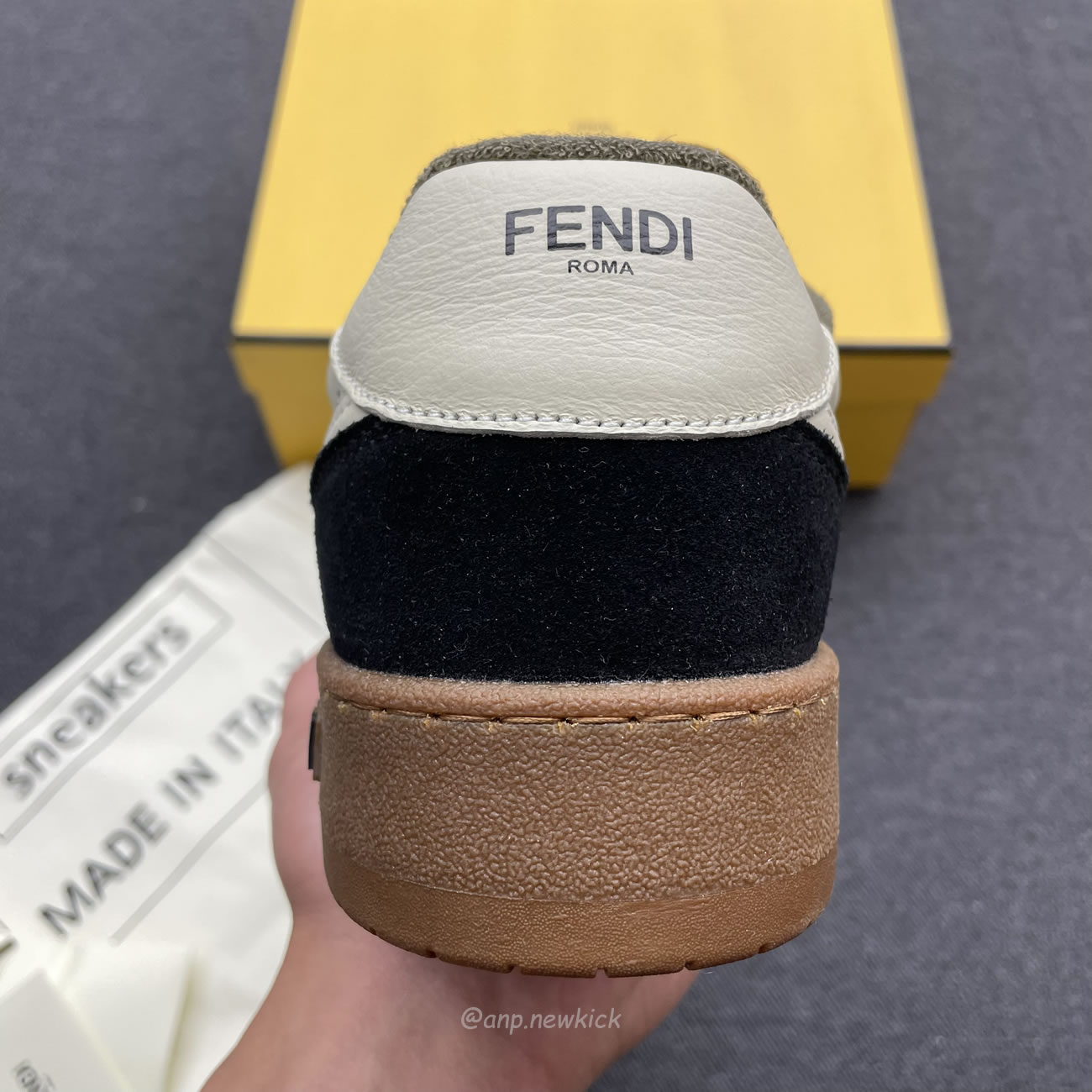 Fendi Match Cream Black White Suede And Leather Low Top Sneakers (15) - newkick.app